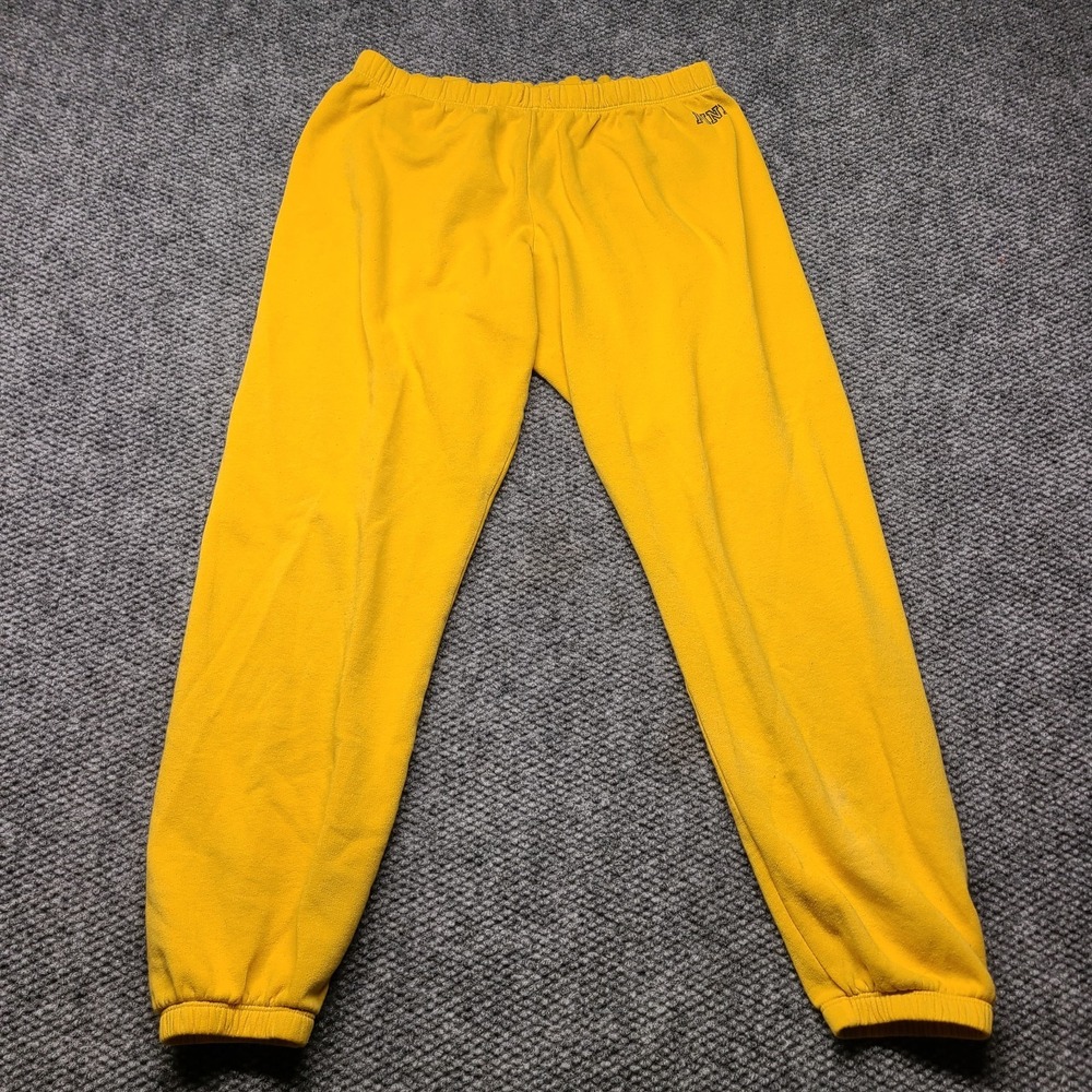 Victoria's Secret PINK Sweatpants Jogger Womens L Yellow Fleece Elastic Waist